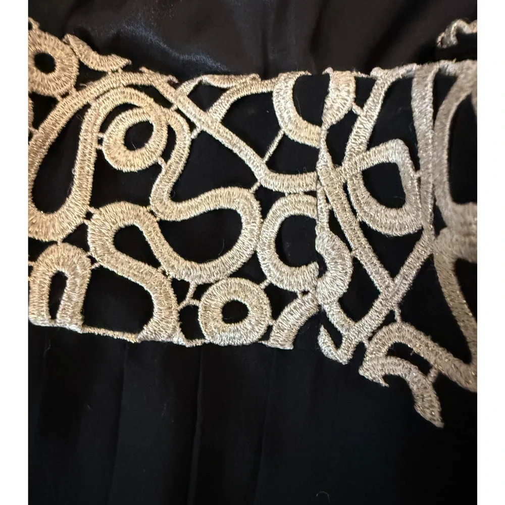 Lilly Pulitzer Dress 2 Jillie Silk Strapless Gold Bodice Black Pleated Cocktail - Picture 6 of 9